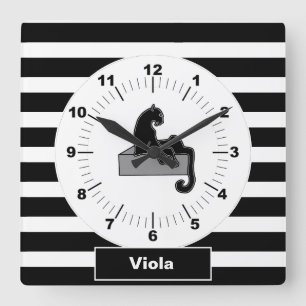 Horloge Carrée Stylish Black Panther Cat White