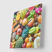 Horloge Carrée Succès délicieux d'addition de fruits (Angle)