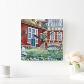 Horloge Carrée Suède, Paysage Traditionnel (Maison)