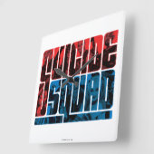 Horloge Carrée Suicide Squad | et logo bleu (Angle)