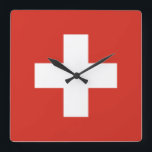 Horloge Carrée Suisse classique<br><div class="desc">pavillon suisse</div>