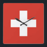 Horloge Carrée Suisse classique<br><div class="desc">pavillon suisse</div>