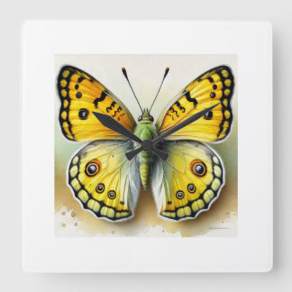 Horloge Carrée Sulfur Butterfly 091024IREF250 - Watercolor
