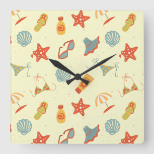 Horloge Carrée Summer Beach