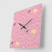 Horloge Carrée Summer Ice Cream Pattern (Angle)