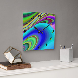 Horloge Carrée Summerfeel, Rainbowart 3D Abstrait