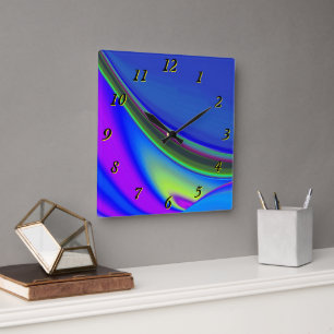 Horloge Carrée Summerfeel, Rainbowart 3D Abstrait
