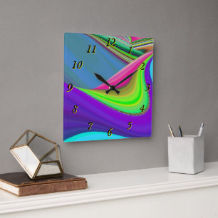 Horloge Carrée Summerfeel, Rainbowart 3D Abstrait