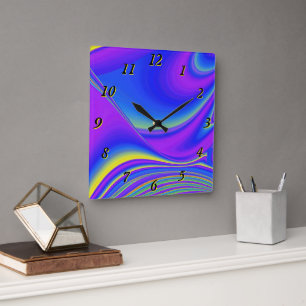 Horloge Carrée Summerfeel, Rainbowart 3D Abstrait