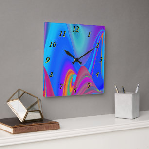 Horloge Carrée Summerfeel, Rainbowart 3D Abstrait