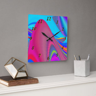 Horloge Carrée Summerfeel, Rainbowart 3D Abstrait