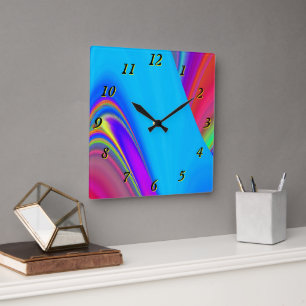Horloge Carrée Summerfeel, Rainbowart 3D Abstrait