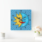 Horloge Carrée Sun Moon (Maison)