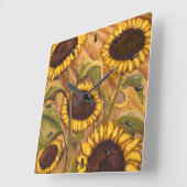 Horloge Carrée Sunflower Clock Yellow (Angle)