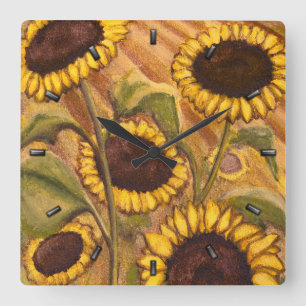 Horloge Carrée Sunflower Clock Yellow