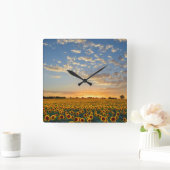 Horloge Carrée Sunflower Field (Maison)