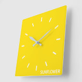Horloge Carrée Sunflower jaune Nom de la couleur (Angle)
