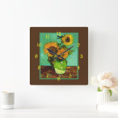 Horloge Carrée Sunflowers, 3, par Vincent van Gogh (Maison)