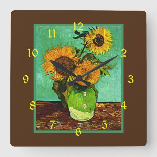 Horloge Carrée Sunflowers, 3, par Vincent van Gogh (Recto)