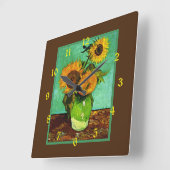Horloge Carrée Sunflowers, 3, par Vincent van Gogh (Angle)
