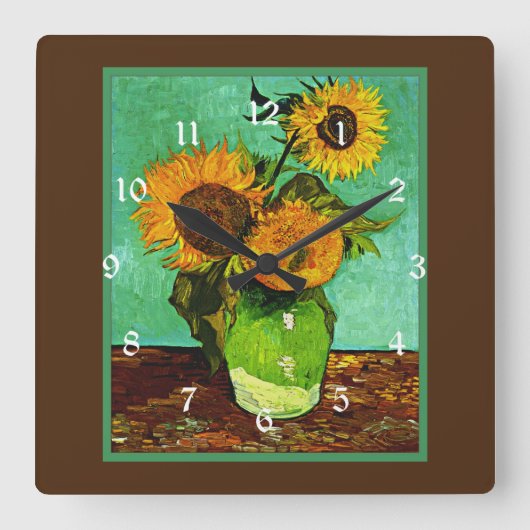 Horloge Carrée Sunflowers, 3, par Vincent van Gogh (Recto)