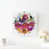 HORLOGE CARRÉE SUNFLOWERS AND BLACK ROOSTER (Maison)