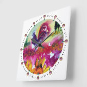 HORLOGE CARRÉE SUNFLOWERS AND BLACK ROOSTER (Angle)