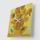 Horloge Carrée Sunflowers, Vincent van Gogh (Angle)