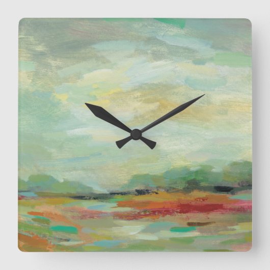 Horloge Carrée Sunrise Field Abstract | Silvia (Recto)