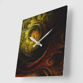 Horloge Carrée Sunrise Floral Red Abstract (Angle)