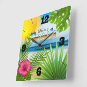 Horloge Carrée Sunrise Life est un concept de plage (Angle)