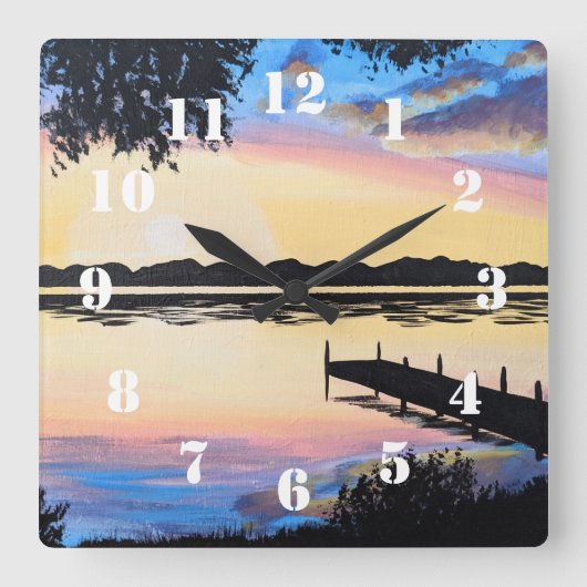Horloge Carrée Sunset Dock (Recto)