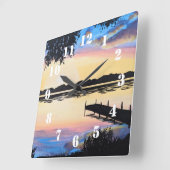 Horloge Carrée Sunset Dock (Angle)