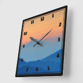 Horloge Carrée Sunset Mountains Abstract (Angle)