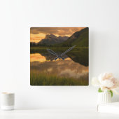 Horloge Carrée Sunset & Mountains, Alberta Canada (Maison)