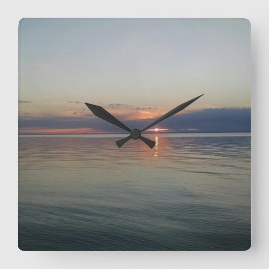 Horloge Carrée Sunset Over the Water Clock (Recto)
