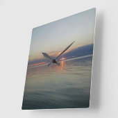 Horloge Carrée Sunset Over the Water Clock (Angle)