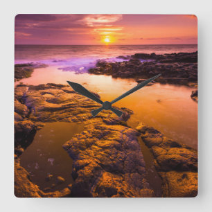 Horloge Carrée Sunset over tide pools, Hawaii