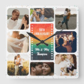 Horloge Carrée Sunset Photo Collage Mr and Mrs Custom Anniversary (Recto)