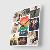 Horloge Carrée Sunset Photo Collage Mr and Mrs Custom Anniversary (Angle)