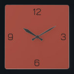 Horloge Carrée Sunset Red Terracotta 9F392B Couleur Ajouter un no<br><div class="desc">Ajoutez un nom, des initiales ou du texte, ou gardez la couleur seule. La couleur correspond à d'autres éléments du magasin en fonction du nom et du code HEX (triplet hexadécimal à six chiffres) qui s'affiche. Utilisez ce code pour mélanger, mettre en correspondance et customiser tout autre élément pour l'accompagner...</div>