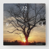 Horloge Carrée Sunset tree clock (Recto)