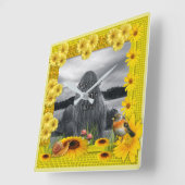 Horloge Carrée Sunshine Yellow Sunflower Photo Frame (Angle)