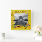 Horloge Carrée Sunshine Yellow Sunflower Photo Frame (Maison)