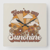 Horloge Carrée Super rétro | Vous êtes mon soleil (Recto)