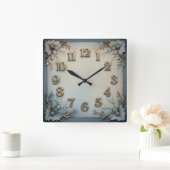 Horloge Carrée Superbe décoration bleue  (Maison)
