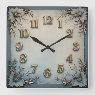 Horloge Carrée Superbe décoration bleue