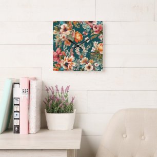 Horloge Carrée Superbe florale estivale