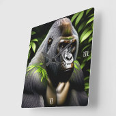 Horloge Carrée Superbe Gorille Argent - Jungle King (Angle)