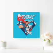 Horloge Carrée Superman & Krypto Soar (Maison)